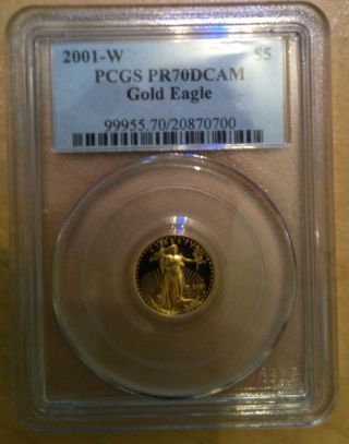 2001 - W $5 Gold Eagle Pcgs Pr70dcam Perfect Grade - Rare photo