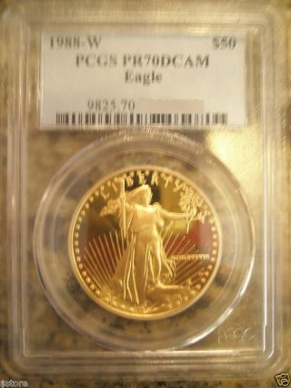 1988 $50 Pcgs Pr70dcam Gold American Eagle photo
