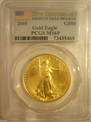2005 $50 Pcgs Ms69 Fs 20th Anniv.  Gold American Eagle photo