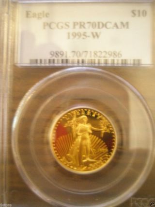 1995 - W $10 Pcgs Pr70dcam 1/4 Oz,  Gold American Eagle photo