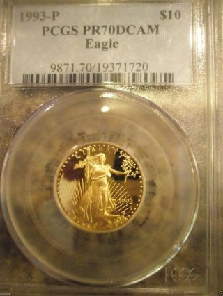1993 - P $10 Pcgs Pr70dcam 1/4 Oz,  Gold American Eagle photo