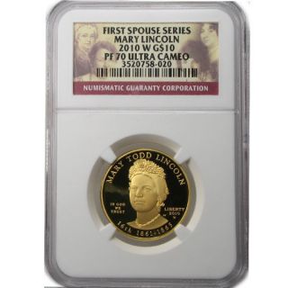 2008 - W Louisa Adams $10 Ngc Proof 69 Ucam First Spouse.  999 Gold photo