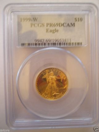 1999 - W $10 Pcgs Pr69dcam 1/4 Oz,  Gold American Eagle photo