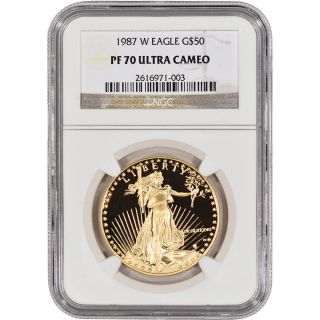 1987 - W American Gold Eagle Proof (1 Oz) $50 - Ngc Pf70 Ucam photo