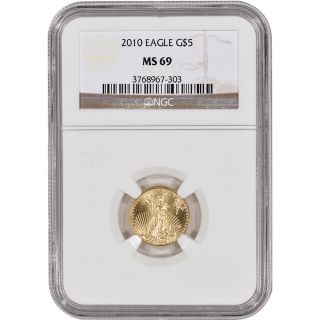 2010 American Gold Eagle (1/10 Oz) $5 - Ngc Ms69 photo