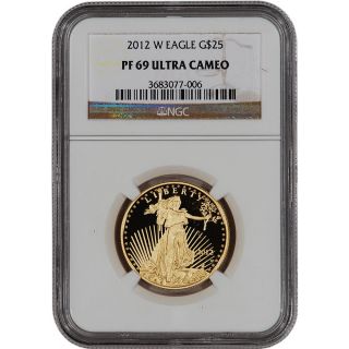 2012 - W American Gold Eagle Proof (1/2 Oz) $25 - Ngc Pf69ucam photo