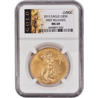 2013 American Gold Eagle (1 Oz) $50 - Ngc Ms69 - First Releases - Gold Label photo