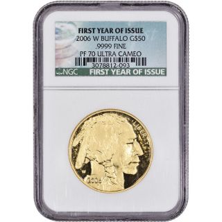2006 - W American Gold Buffalo Proof (1 Oz) $50 - Ngc Pf70ucam - First Year Label photo