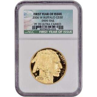 2006 - W American Gold Buffalo Proof (1 Oz) $50 - Ngc Pf70ucam - First Year Label photo