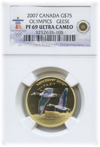 2007 Canada G$75 Olympics Geese Pf 69 Ultra Cameo | Ngc Graded photo