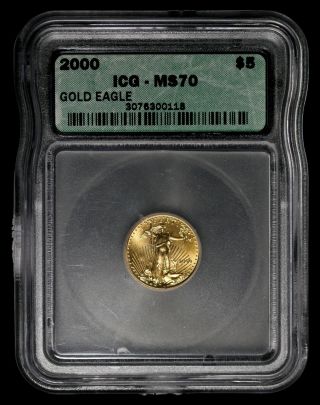 2000 Icg Ms70 5 Dollar American Gold Eagle Ncn482 photo