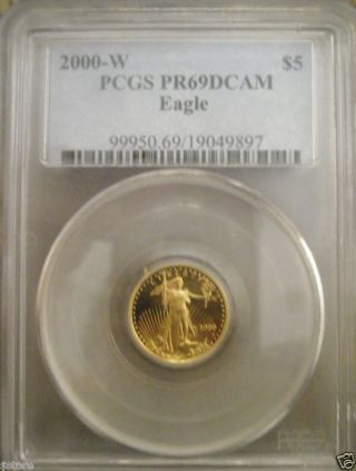 2000 - W $5 Pcgs Pr69dcam 1/10th Oz,  Gold American Eagle photo