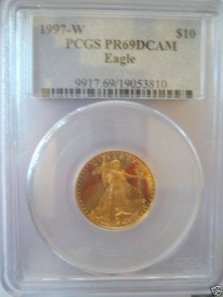1997 - W $10 Pcgs Pr69dcam 1/4 Oz,  Gold American Eagle photo