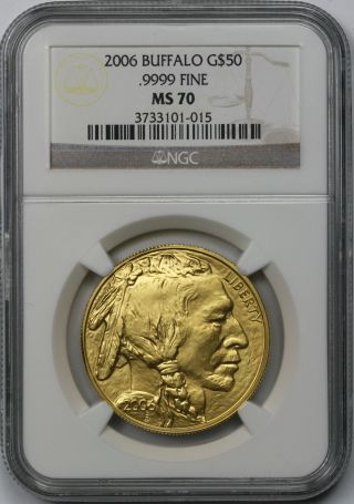 2006 American Buffalo Gold $50 One - Ounce Ms 70 Ngc.  9999 Fine photo