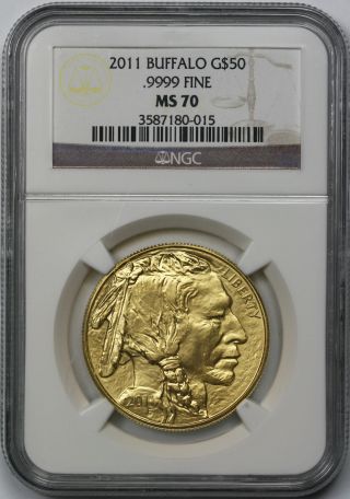 2011 American Buffalo Gold $50 One - Ounce Ms 70 Ngc.  9999 Fine photo