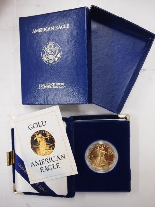 American Eagle Gold Coin 1oz Proof 1986,  Case, photo