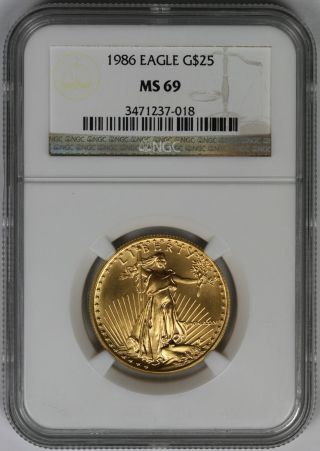 1986 American Gold Eagle $25 Half - Ounce Ms 69 Ngc photo