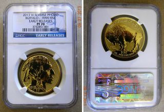 2013 W $50 Gold Buffalo Reverse Ngc Pf70 Er Blue Label photo
