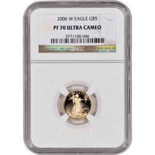 2006 - W American Gold Eagle Proof (1/10 Oz) $5 - Ngc Pf70 Ucam photo
