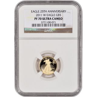 2011 - W American Gold Eagle Proof (1/10 Oz) $5 - Ngc Pf70 Ucam photo