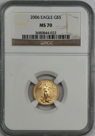 2006 Gold Eagle $5 Tenth - Ounce Ms 70 Ngc 1/10 Oz Fine Gold photo