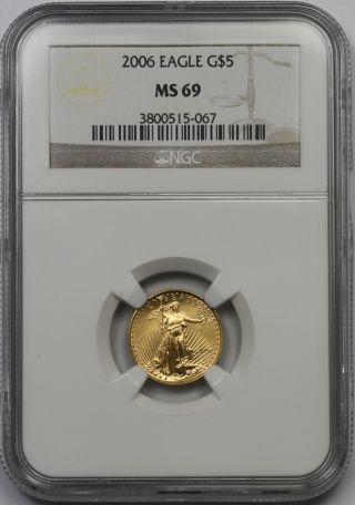 2006 Gold Eagle $5 Tenth - Ounce Ms 69 Ngc 1/10 Oz Fine Gold photo
