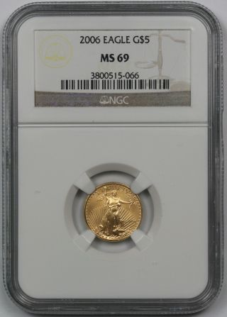 2006 Gold Eagle $5 Tenth - Ounce Ms 69 Ngc 1/10 Oz.  Fine Gold photo