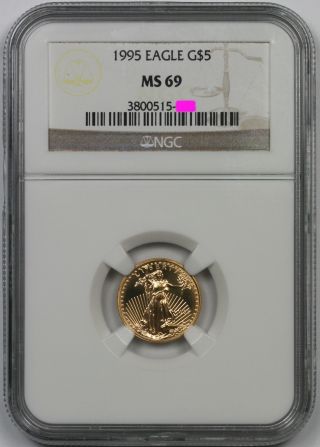 1995 Gold Eagle $5 Tenth - Ounce Ms 69 Ngc 1/10 Oz.  Fine Gold photo