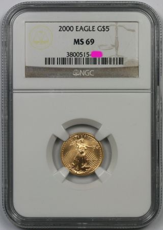 2000 Gold Eagle $5 Tenth - Ounce Ms 69 Ngc 1/10 Oz.  Fine Gold photo