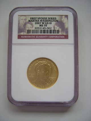 2007 - W Ngc Ms 70 - Uncirculated - G$10 Gold Martha Washington - Box & Inc. photo