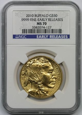 2010 American Buffalo Gold $50 One - Ounce Ms 70 Ngc Early Releases.  9999 Fine photo