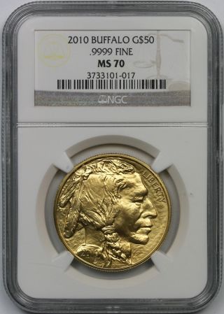 2010 American Buffalo Gold $50 One - Ounce Ms 70 Ngc.  9999 Fine photo