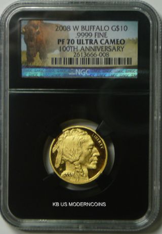 2008 W $10 Gold Buffalo Ngc Pf70 Retro 100th Anniversary Buffalo Label photo