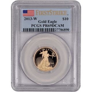 2013 - W American Gold Eagle Proof (1/4 Oz) $10 - Pcgs Pr69 Dcam - First Strike photo