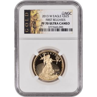 2013 - W American Gold Eagle Proof (1/2 Oz) $25 - Ngc Pf70 Ucam - First Releases photo
