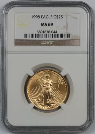 1998 American Gold Eagle $25 Half - Ounce Ms 69 Ngc photo