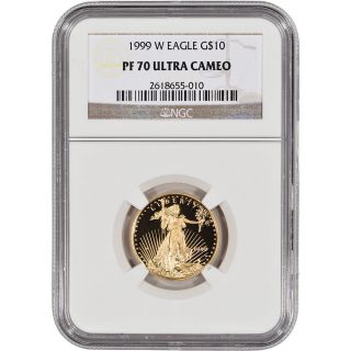 1999 - W American Gold Eagle Proof (1/4 Oz) $10 - Ngc Pf70 Ucam photo