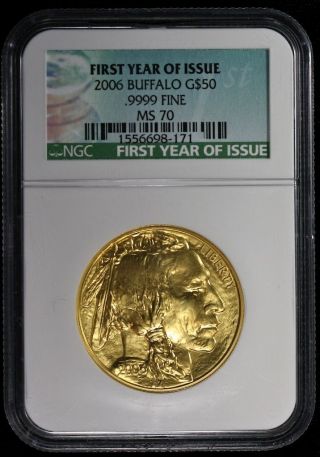 2006 Ngc Ms - 70 $50 American Buffalo First Year Issue 1oz.  9999 Fine Gold Ncn515 photo