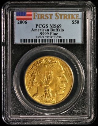 2006 Pcgs Ms - 69 $50 American Buffalo 1oz.  9999 Fine Gold Ncn516 - 2 photo