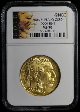 2006 Ngc Ms - 70 $50 American Buffalo 1oz.  9999 Fine Gold Ncn517 photo