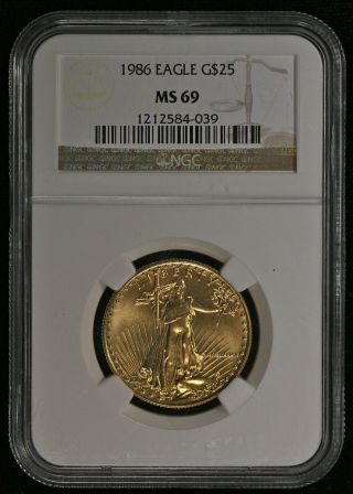 1986 Ngc Ms69 25 Dollar American Gold Eagle Ncn502 photo