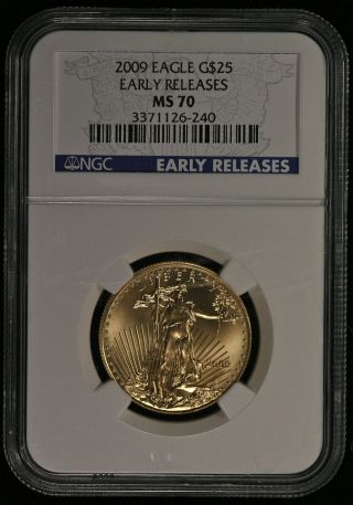 2009 Ngc Ms70 Early Releases 25 Dollar American Gold Eagle Ncn509 photo
