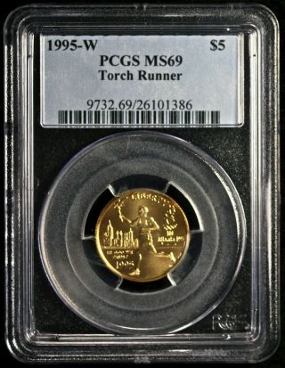 1995 - W Pcgs Ms69 $5 Gold Torch Runner Ncn531 photo