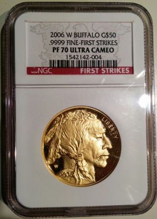 2006 - W $50 Buffalo Graded Ngc Pf70 Ucam First Strike Us Gold Bullion Perfect photo