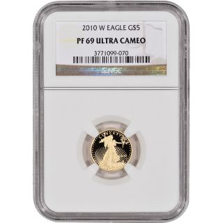 2010 - W American Gold Eagle Proof (1/10 Oz) $5 - Ngc Pf69 Ucam photo