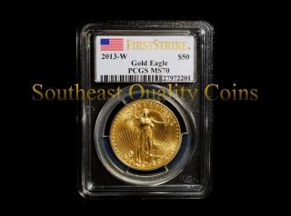 2013 W Mark Burnished Pcgs Ms70 First Strike $50 1oz American Gold Eagle photo