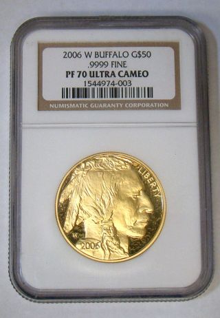 2006 W $50 American Buffalo Pf70 - Uc 1 Oz.  9999 Fine Gold Ngc photo