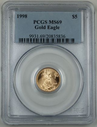 1998 $5 Gold American Eagle Coin,  Pcgs Ms - 69 photo