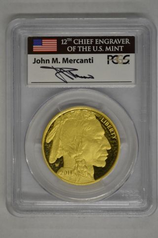Us 2011 - W Proof American Gold Buffalo $50 1 Oz Pcgs Pr69dcam Mercanti Label photo