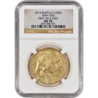 2014 American Gold Buffalo (1 Oz) $50 - Ngc Ms70 - First Releases We The People photo